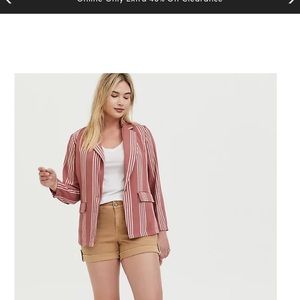 Torrid Dusty Rose Striped Boyfriend Blazer 2X NWT